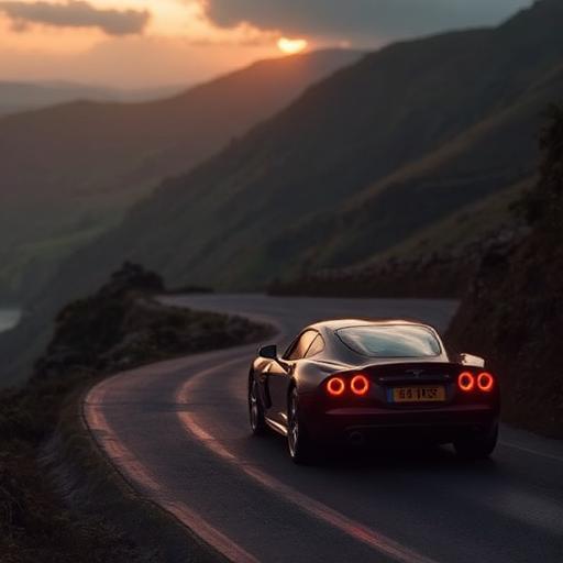 Sports car on mountain pass